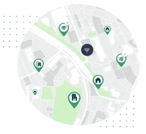 Map showing rental listings across the city